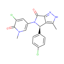 Cc1[nH]nc2c1[C@@H](c1ccc(Cl)cc1)N(c1cc(Cl)c(=O)n(C)c1)C2=O ZINC000220339820