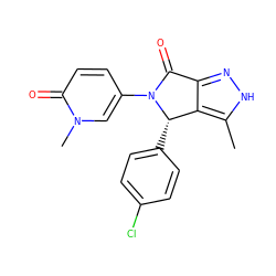 Cc1[nH]nc2c1[C@H](c1ccc(Cl)cc1)N(c1ccc(=O)n(C)c1)C2=O ZINC000261152863