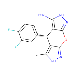 Cc1[nH]nc2c1[C@H](c1ccc(F)c(F)c1)c1c(n[nH]c1N)O2 ZINC001772651508