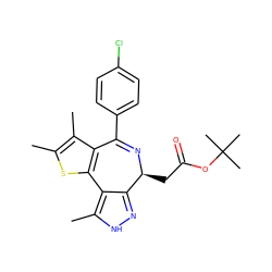 Cc1[nH]nc2c1-c1sc(C)c(C)c1C(c1ccc(Cl)cc1)=N[C@H]2CC(=O)OC(C)(C)C ZINC000095602548