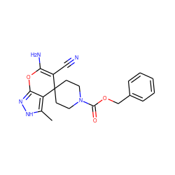 Cc1[nH]nc2c1C1(CCN(C(=O)OCc3ccccc3)CC1)C(C#N)=C(N)O2 ZINC000006507101