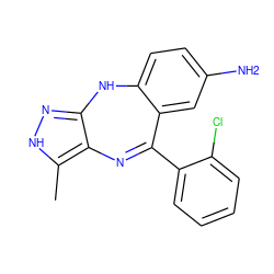 Cc1[nH]nc2c1N=C(c1ccccc1Cl)c1cc(N)ccc1N2 ZINC000013986080