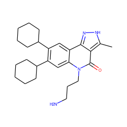 Cc1[nH]nc2c1c(=O)n(CCCN)c1cc(C3CCCCC3)c(C3CCCCC3)cc21 ZINC000028957067