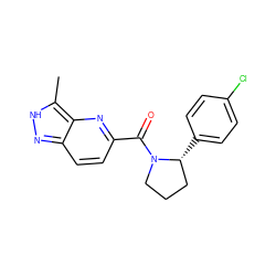 Cc1[nH]nc2ccc(C(=O)N3CCC[C@H]3c3ccc(Cl)cc3)nc12 ZINC001772585675