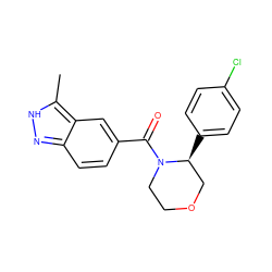 Cc1[nH]nc2ccc(C(=O)N3CCOC[C@@H]3c3ccc(Cl)cc3)cc12 ZINC001155568301