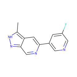 Cc1[nH]nc2cnc(-c3cncc(F)c3)cc12 ZINC000205251145