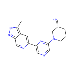 Cc1[nH]nc2cnc(-c3cncc(N4CCC[C@@H](N)C4)n3)cc12 ZINC000205250954