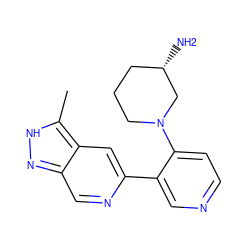 Cc1[nH]nc2cnc(-c3cnccc3N3CCC[C@H](N)C3)cc12 ZINC000205251883