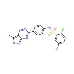 Cc1[nH]nc2nc(-c3ccc(NS(=O)(=O)c4cc(Cl)ccc4Cl)cc3)ncc12 ZINC000218003043