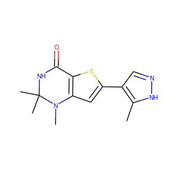 Cc1[nH]ncc1-c1cc2c(s1)C(=O)NC(C)(C)N2C ZINC000114217585