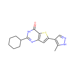 Cc1[nH]ncc1-c1cc2nc(C3CCCCC3)[nH]c(=O)c2s1 ZINC000143047675