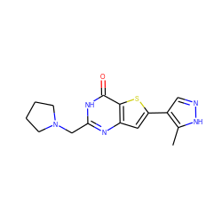 Cc1[nH]ncc1-c1cc2nc(CN3CCCC3)[nH]c(=O)c2s1 ZINC000145208822