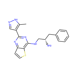 Cc1[nH]ncc1-c1nc(NC[C@@H](N)Cc2ccccc2)c2sccc2n1 ZINC000223665632