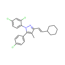 Cc1c(/C=C/C2CCCCC2)nn(-c2ccc(Cl)cc2Cl)c1-c1ccc(Cl)cc1 ZINC000036294801