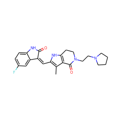 Cc1c(/C=C2\C(=O)Nc3ccc(F)cc32)[nH]c2c1C(=O)N(CCN1CCCC1)CC2 ZINC000064453604