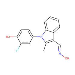 Cc1c(/C=N/O)c2ccccc2n1-c1ccc(O)c(F)c1 ZINC000028819906