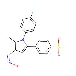 Cc1c(/C=N\O)cc(-c2ccc(S(C)(=O)=O)cc2)n1-c1ccc(F)cc1 ZINC000096928417