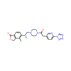 Cc1c([C@@H](F)CN2CCN(C(=O)Cc3ccc(-n4cnnn4)nc3)CC2)ccc2c1COC2=O ZINC000168534419