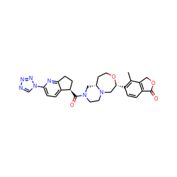 Cc1c([C@@H]2CN3CCN(C(=O)[C@@H]4CCc5nc(-n6cnnn6)ccc54)C[C@@H]3CCO2)ccc2c1COC2=O ZINC000148949265