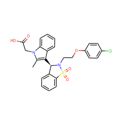 Cc1c([C@@H]2c3ccccc3S(=O)(=O)N2CCOc2ccc(Cl)cc2)c2ccccc2n1CC(=O)O ZINC000049110457