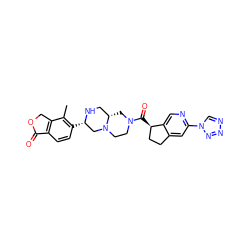 Cc1c([C@H]2CN3CCN(C(=O)[C@@H]4CCc5cc(-n6cnnn6)ncc54)C[C@H]3CN2)ccc2c1COC2=O ZINC000148955822