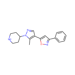 Cc1c(-c2cc(-c3ccccc3)no2)cnn1C1CCNCC1 ZINC000040973115