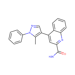 Cc1c(-c2cc(C(N)=O)nc3ccccc23)cnn1-c1ccccc1 ZINC000205655705