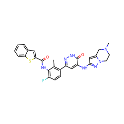 Cc1c(-c2cc(Nc3cc4n(n3)CCN(C)C4)c(=O)[nH]n2)ccc(F)c1NC(=O)c1cc2ccccc2s1 ZINC000068207013