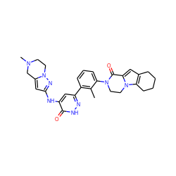 Cc1c(-c2cc(Nc3cc4n(n3)CCN(C)C4)c(=O)[nH]n2)cccc1N1CCn2c(cc3c2CCCC3)C1=O ZINC000116054113