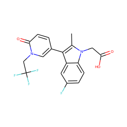 Cc1c(-c2ccc(=O)n(CC(F)(F)F)c2)c2cc(F)ccc2n1CC(=O)O ZINC000117016444