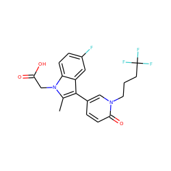 Cc1c(-c2ccc(=O)n(CCCC(F)(F)F)c2)c2cc(F)ccc2n1CC(=O)O ZINC000117015282