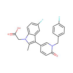 Cc1c(-c2ccc(=O)n(Cc3ccc(F)cc3)c2)c2cc(F)ccc2n1CC(=O)O ZINC000117015583