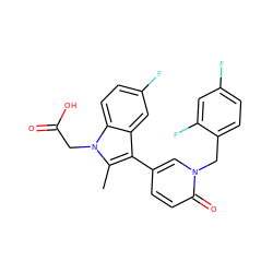 Cc1c(-c2ccc(=O)n(Cc3ccc(F)cc3F)c2)c2cc(F)ccc2n1CC(=O)O ZINC000117015167