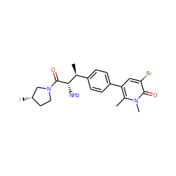 Cc1c(-c2ccc([C@H](C)[C@H](N)C(=O)N3CC[C@H](F)C3)cc2)cc(Br)c(=O)n1C ZINC000014947707