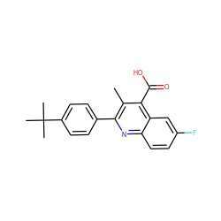 Cc1c(-c2ccc(C(C)(C)C)cc2)nc2ccc(F)cc2c1C(=O)O ZINC000029331175