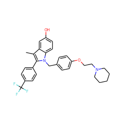 Cc1c(-c2ccc(C(F)(F)F)cc2)n(Cc2ccc(OCCN3CCCCC3)cc2)c2ccc(O)cc12 ZINC000034039003