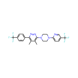 Cc1c(-c2ccc(C(F)(F)F)cc2)nnc(N2CCN(c3ccc(C(F)(F)F)cn3)CC2)c1C ZINC000201150634