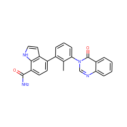 Cc1c(-c2ccc(C(N)=O)c3[nH]ccc23)cccc1-n1cnc2ccccc2c1=O ZINC000220857462