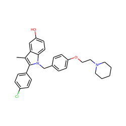 Cc1c(-c2ccc(Cl)cc2)n(Cc2ccc(OCCN3CCCCC3)cc2)c2ccc(O)cc12 ZINC000034357803