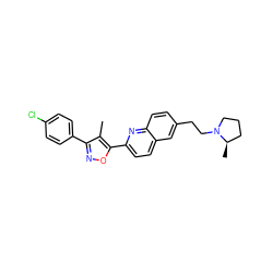 Cc1c(-c2ccc(Cl)cc2)noc1-c1ccc2cc(CCN3CCC[C@H]3C)ccc2n1 ZINC000049047622