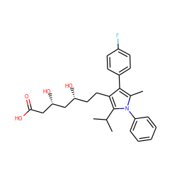 Cc1c(-c2ccc(F)cc2)c(CC[C@@H](O)C[C@@H](O)CC(=O)O)c(C(C)C)n1-c1ccccc1 ZINC000027747847