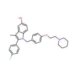 Cc1c(-c2ccc(F)cc2)n(Cc2ccc(OCCN3CCCCC3)cc2)c2ccc(O)cc12 ZINC000034356575