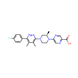 Cc1c(-c2ccc(F)cc2)nnc(N2CCN(c3cnc(C(=O)O)cn3)[C@H](C)C2)c1C ZINC000147515420