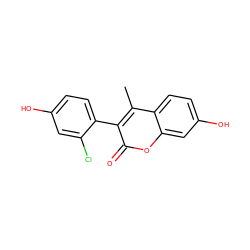 Cc1c(-c2ccc(O)cc2Cl)c(=O)oc2cc(O)ccc12 ZINC001772617183