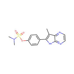 Cc1c(-c2ccc(OS(=O)(=O)N(C)C)cc2)[nH]c2nccnc12 ZINC000013492968