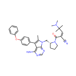 Cc1c(-c2ccc(Oc3ccccc3)cc2)c2c(N)ncnc2n1C[C@H]1CCCN1C(=O)/C(C#N)=C\C(C)(C)N(C)C ZINC000148855552