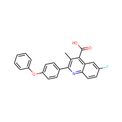 Cc1c(-c2ccc(Oc3ccccc3)cc2)nc2ccc(F)cc2c1C(=O)O ZINC000029334546