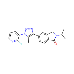 Cc1c(-c2ccc3c(c2)CN(C(C)C)C3=O)nnn1-c1cccnc1F ZINC000014210660