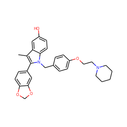 Cc1c(-c2ccc3c(c2)OCO3)n(Cc2ccc(OCCN3CCCCC3)cc2)c2ccc(O)cc12 ZINC000038475955