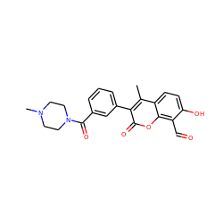 Cc1c(-c2cccc(C(=O)N3CCN(C)CC3)c2)c(=O)oc2c(C=O)c(O)ccc12 ZINC000221057352